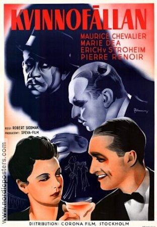 Kvinnofällan 1939 poster Maurice Chevalier Erich von Stroheim