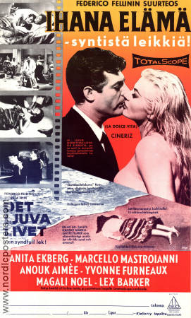 Det ljuva livet 1960 poster Anita Ekberg Marcello Mastroianni Anouk Aimée Federico Fellini