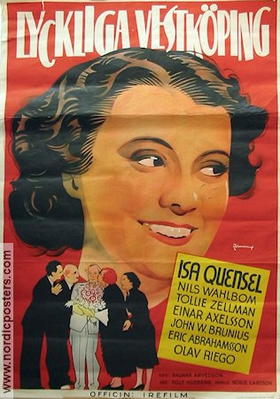 Lyckliga Vestköping 1937 poster Isa Quensel Nils Wahlbom Eric Rohman art