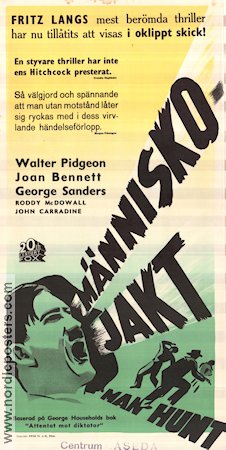 Människojakt 1941 poster Walter Pidgeon Joan Bennett George Sanders Fritz Lang