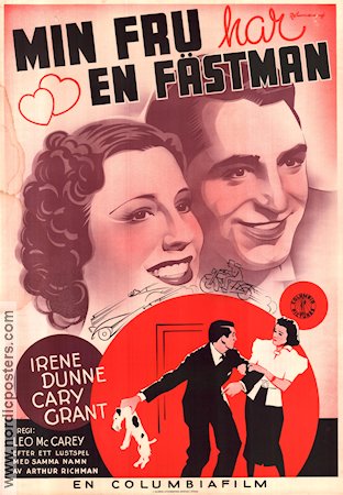 Min fru har en fästman 1937 poster Cary Grant Irene Dunne Eric Rohman art