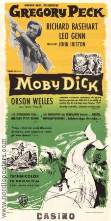 Moby Dick 1956 poster Gregory Peck Richard Basehart Orson Welles John Huston