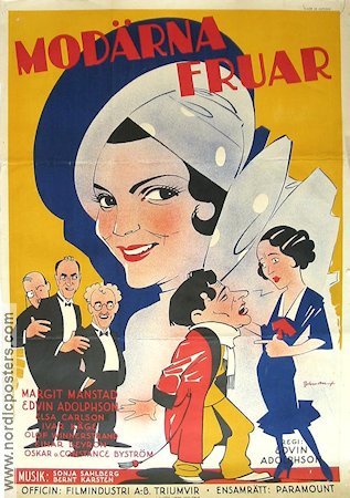 Modärna fruar 1932 poster Margit Manstad Edvin Adolphson Eric Rohman art