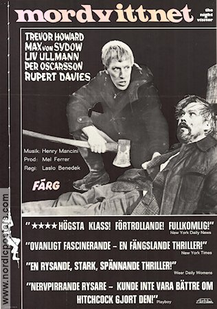 Mordvittnet 1971 poster Max von Sydow Trevor Howard Liv Ullman Per Oscarsson Laslo Benedek