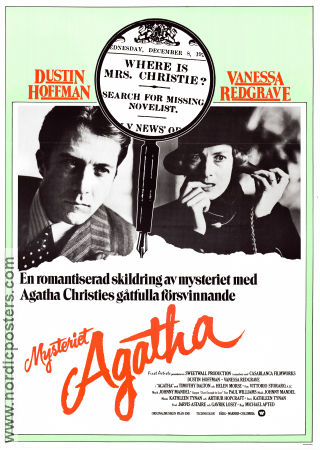 Mysteriet Agatha 1979 poster Dustin Hoffman Vanessa Redgrave Timothy Dalton Michael Apted Text: Agatha Christie