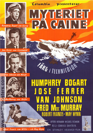Myteriet på Caine 1954 poster Humphrey Bogart José Ferrer Van Johnson Edward Dmytryk Skepp och båtar