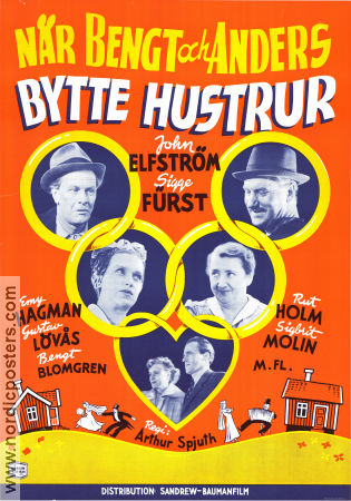 När Bengt och Anders bytte hustrur 1950 poster John Elfström Sigge Fürst Rut Holm Emy Hagman Arthur Spjuth