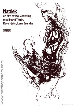Nattlek 1966 poster Ingrid Thulin Keve Hjelm Lena Brundin Mai Zetterling Affischkonstnär: Leonardo da Vinci Konstaffischer
