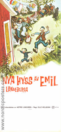 Nya hyss av Emil i Lönneberga 1972 poster Jan Ohlsson Lena Wisborg Allan Edwall Olle Hellbom Text: Astrid Lindgren Affischkonstnär: Björn Berg