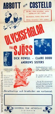 Olycksfåglar till sjöss 1941 poster Abbott and Costello Bud Abbott Lou Costello Dick Powell Arthur Lubin