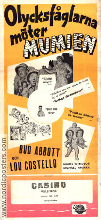 Olycksfåglarna möter mumien 1955 poster Abbott and Costello Bud Abbott Lou Costello Marie Windsor Charles Lamont