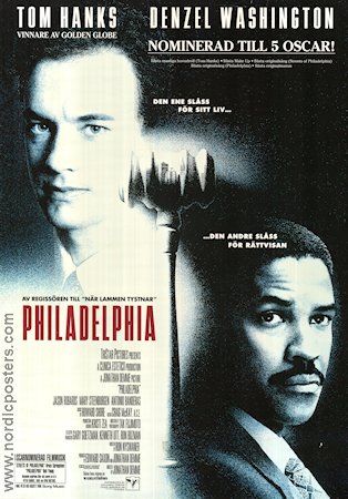 Philadelphia 1993 poster Tom Hanks Denzel Washington Antonio Banderas Jonathan Demme