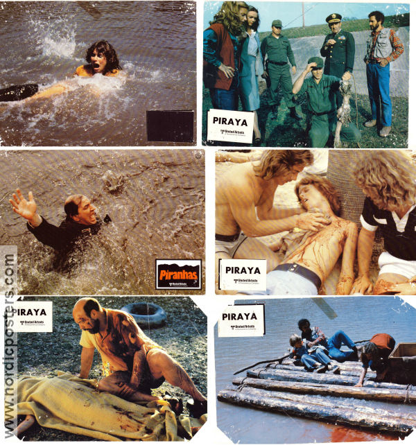 Piraya 1978 lobbykort Bradford Dillman Barbara Steele Joe Dante Strand Fiskar och hajar