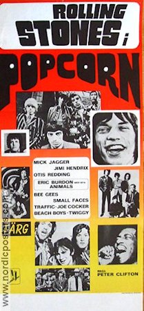 Popcorn 1971 poster Rolling Stones Jimi Hendrix Rock och pop