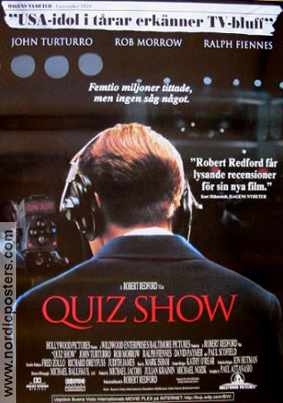 Quiz Show 1994 poster John Turturro Ralph Fiennes Rob Morrow Robert Redford