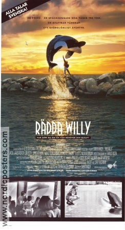 Rädda Willy 1993 poster Jason James Richter Lori Petty Michael Madsen Simon Wincer Fiskar och hajar