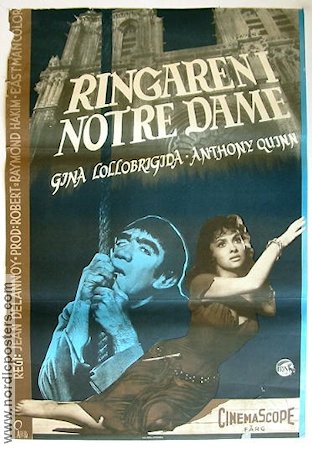 Ringaren i Notre Dame 1956 poster Gina Lollobrigida Anthony Quinn Jean Delannoy Text: Victor Hugo