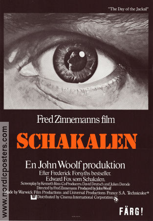 Schakalen 1973 poster Edward Fox Terence Alexander Michel Auclair Frederick Forsyth Fred Zinnemann