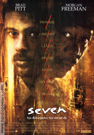 Seven 1995 poster Morgan Freeman Brad Pitt Gwyneth Paltrow Kevin Spacey David Fincher