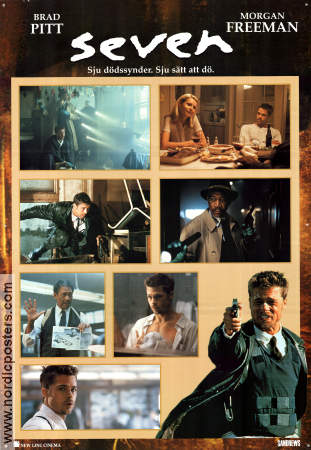 Seven 1995 poster Morgan Freeman Brad Pitt Gwyneth Paltrow Kevin Spacey David Fincher