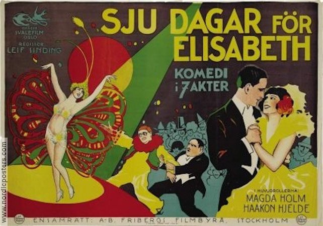 Sju dagar för Elisabeth 1927 poster Magda Holm Norge
