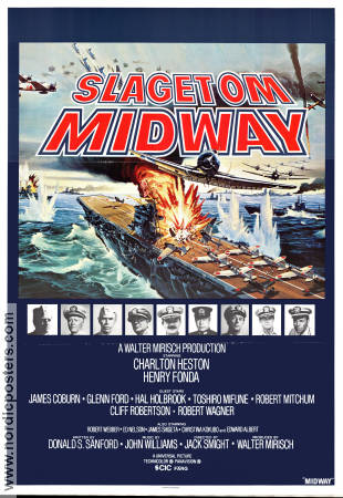 Slaget om Midway 1976 poster Charlton Heston Henry Fonda James Coburn Glenn Ford Jack Smight Skepp och båtar Krig
