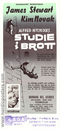 Studie i brott 1958 poster James Stewart Kim Novak Barbara Bel Geddes Alfred Hitchcock