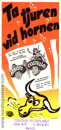 Ta tjuren vid hornen 1948 poster Abbott and Costello Bud Abbott Lou Costello Virginia Grey Charles Barton