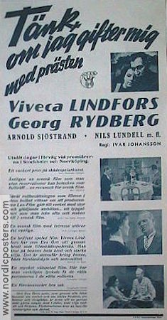 Tänk om jag gifter mig med prästen 1941 poster Viveca Lindfors Georg Rydeberg