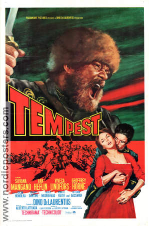 Tempest 1958 poster Van Heflin Silvana Mangano Viveca Lindfors Alberto Lattuada