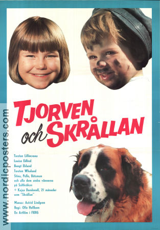 Tjorven och Skrållan 1965 poster Maria Johansson Text: Astrid Lindgren Hitta mer: Saltkråkan Hundar