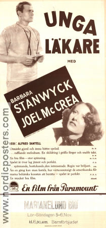 Unga läkare 1937 poster Barbara Stanwyck Joel McCrea Alfred Santell Hitta mer: Dr Kildare