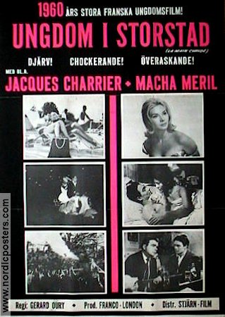 Ungdom i storstad 1960 poster Jacques Charrier Macha Meril Franca Bettoia Gérard Oury
