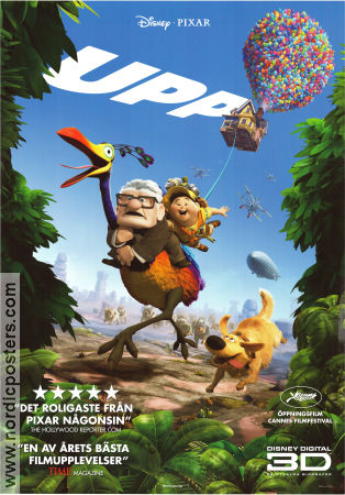 Upp 2009 poster Edward Asner Pete Docter Filmbolag: Pixar Animerat Fåglar Hundar