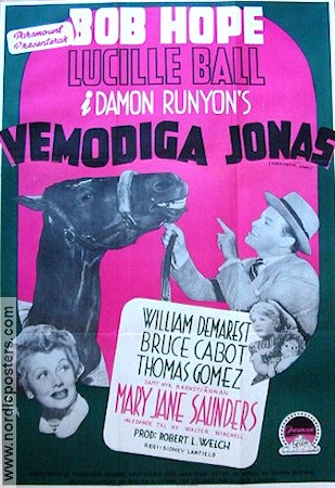 Vemodiga Jonas 1949 poster Bob Hope Lucille Ball Hästar