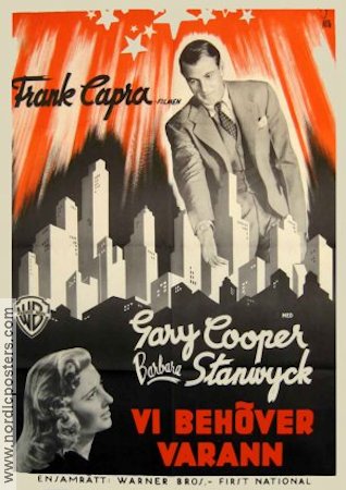 Vi behöver varann 1941 poster Gary Cooper Barbara Stanwyck Frank Capra