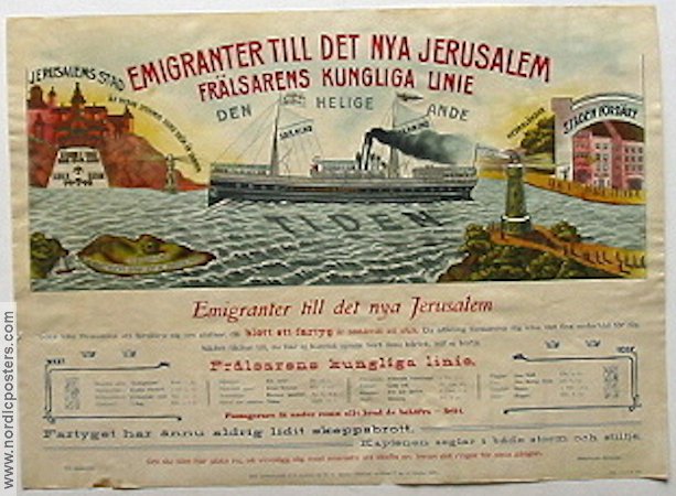 Emigranter till det nya Jerusalem 1909 affisch Skepp och båtar Religion