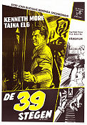 De 39 stegen 1959 poster Kenneth More Taina Elg Ralph Thomas Tåg