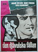 Den djävulska fällan 1964 poster Alain Delon Jane Fonda Rökning