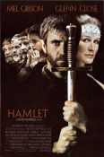 Hamlet 1990 poster Mel Gibson Glenn Close Alan Bates Franco Zeffirelli Text: William Shakespeare
