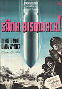 Sänk Bismarck! 1960 poster Kenneth More Dana Wynter Lewis Gilbert Skepp och båtar Krig