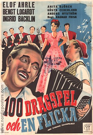 100 dragspel och en flicka 1946 poster Elof Ahrle Ragnar Frisk