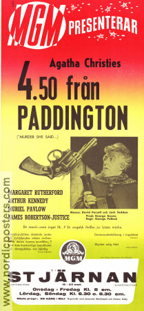 4.50 från Paddington 1961 poster Margaret Rutherford Arthur Kennedy Muriel Pavlow George Pollock Text: Agatha Christie Tåg