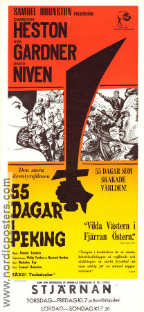 55 dagar i Peking 1963 poster Charlton Heston Ava Gardner David Niven Nicholas Ray Asien