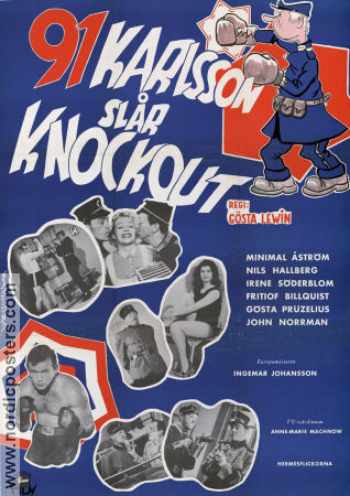 91 Karlsson slår Knockout 1957 poster Nils Hallberg Gösta Lewin
