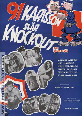 91 Karlsson slår Knockout 1958 poster Nils Hallberg