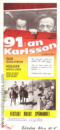 91:an Karlsson 1946 poster Gus Dahlström Holger Höglund Fritiof Billquist Thor Modéen Siv Thulin Hugo Bolander Affischkonstnär: Rudolf Petersson Från serier