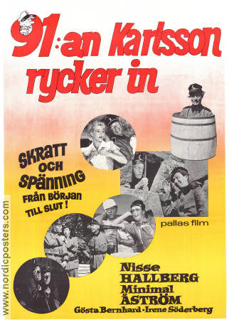 91:an Karlsson rycker in 1955 movie poster Minimal Åström Nisse Hallberg Arne Ragneborn From comics