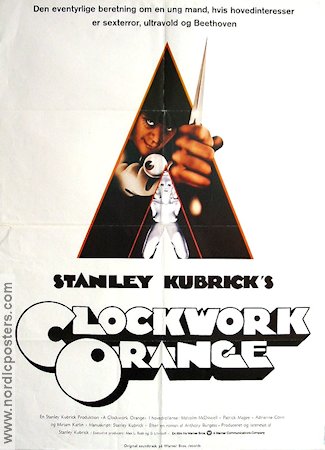 A Clockwork Orange 1971 movie poster Malcolm McDowell Patrick Magee Michael Bates Stanley Kubrick Writer: Anthony Burgess