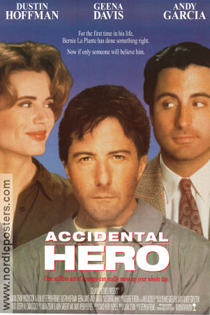 Accidental Hero 1992 movie poster Dustin Hoffman Geena Davis Andy Garcia Stephen Frears